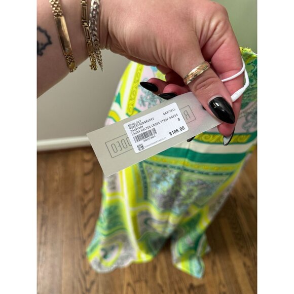 NWT Robertson + Rodeo Mixology Laura Halter Cross Strap Maxi Dress Neon Size S - Picture 2 of 3
